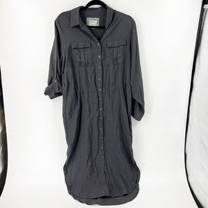 Anthropologie MAEVE Button-Down Shirt Dress GREY SIZE 10